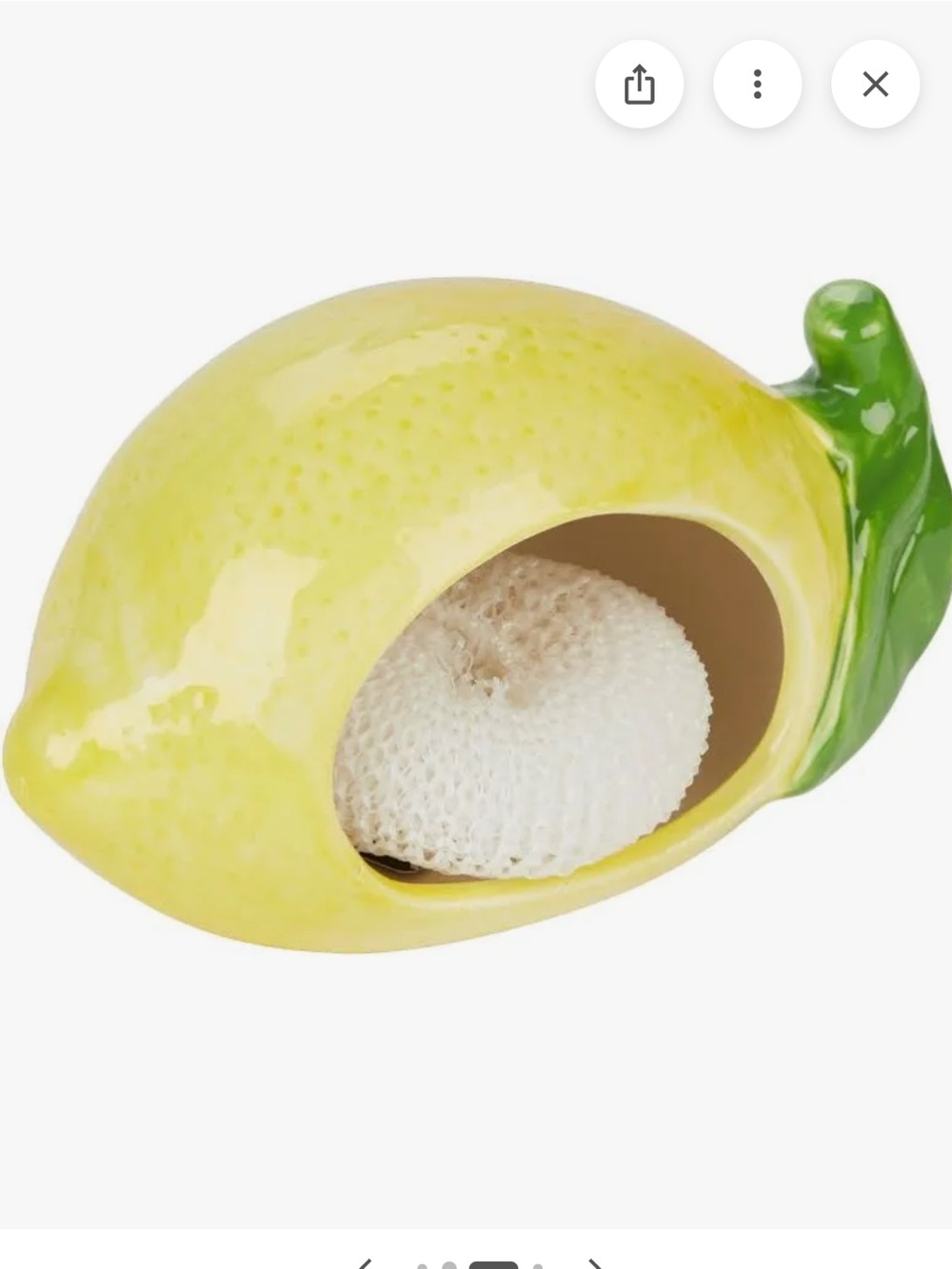 NWT! The Grove Ceramic Yellow Lemon Scrubby Holder by Home Essentials w/Scrubber